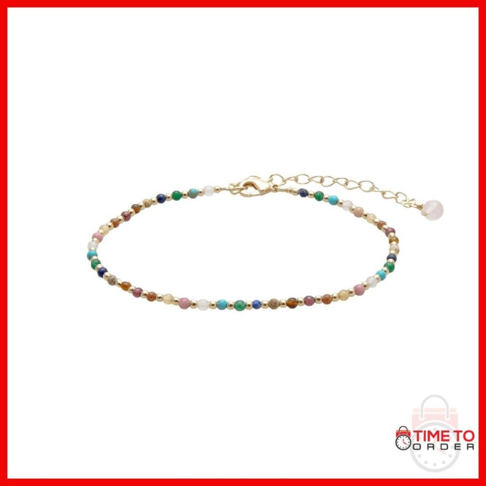2mm Healing Stone Anklet Bracelet Adjustable 7.5-9.5 Inches Real Gemstones